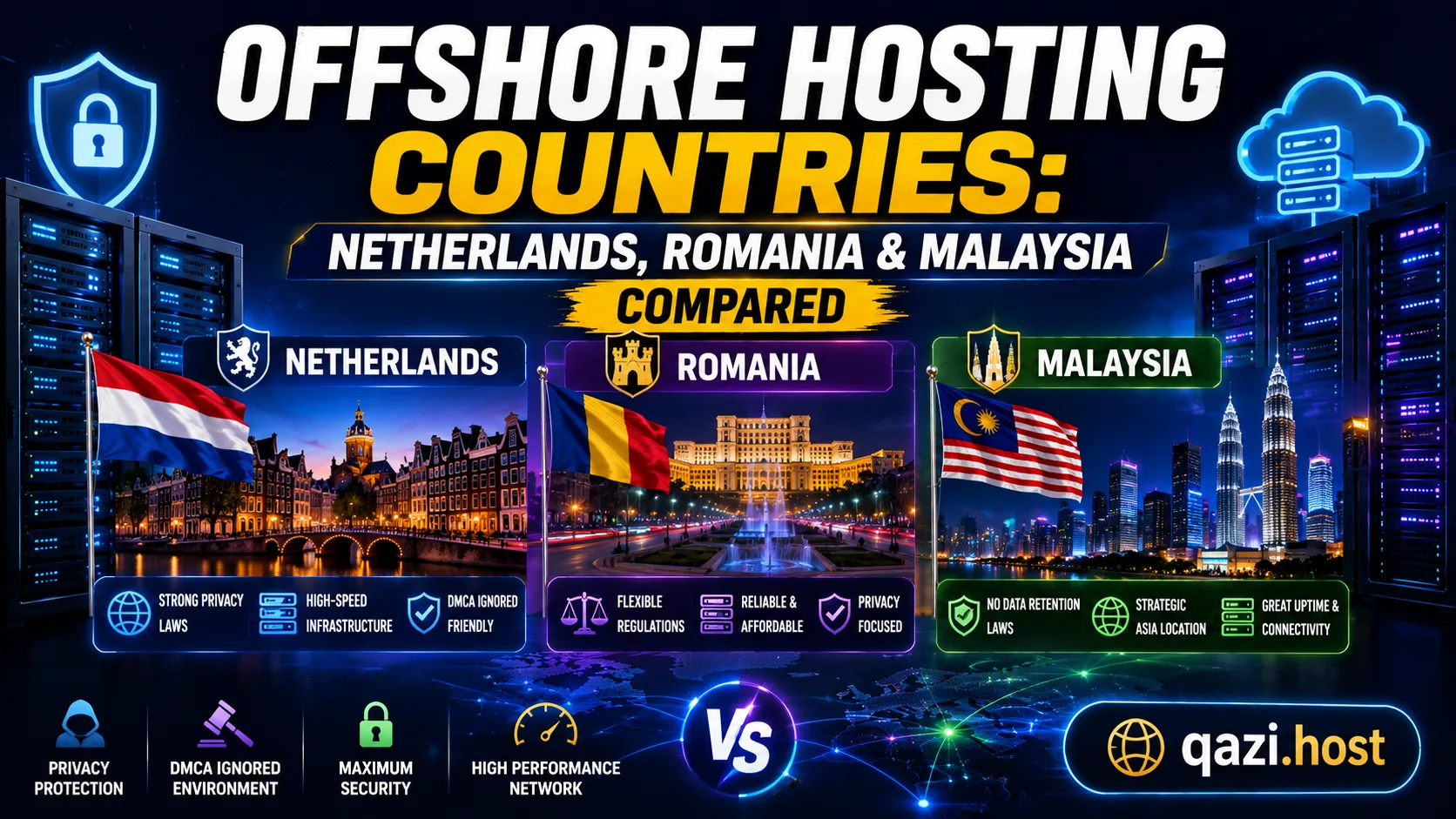 Offshore Hosting Countries: Netherlands, Romania & Malaysia Compared